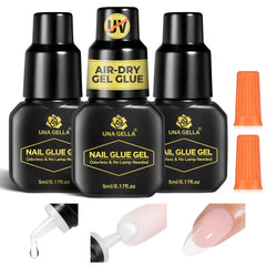 UNA GELLA front packaging showing three 5ml bottles and product benefits