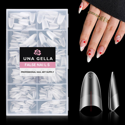 UNA GELLA front packaging showing almond medium tips and kit benefits