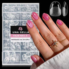 UNA GELLA front packaging showing clear extra short oval tips and value pack benefit