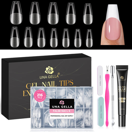 UNA GELLA front packaging of coffin nail kit showing contents and convenience