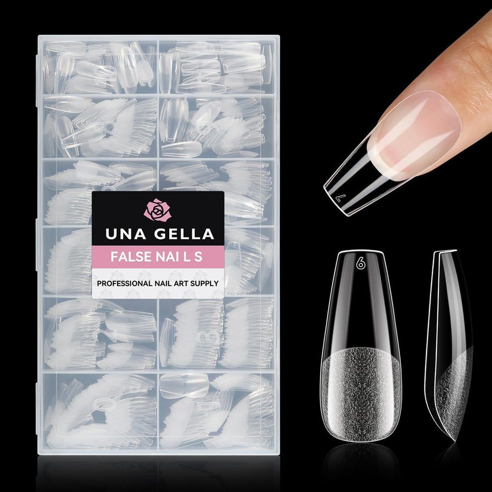 UNA GELLA front packaging showing 504-piece coffin tips set and value