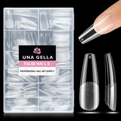 UNA GELLA front packaging showing full 216-piece clear tips and convenience