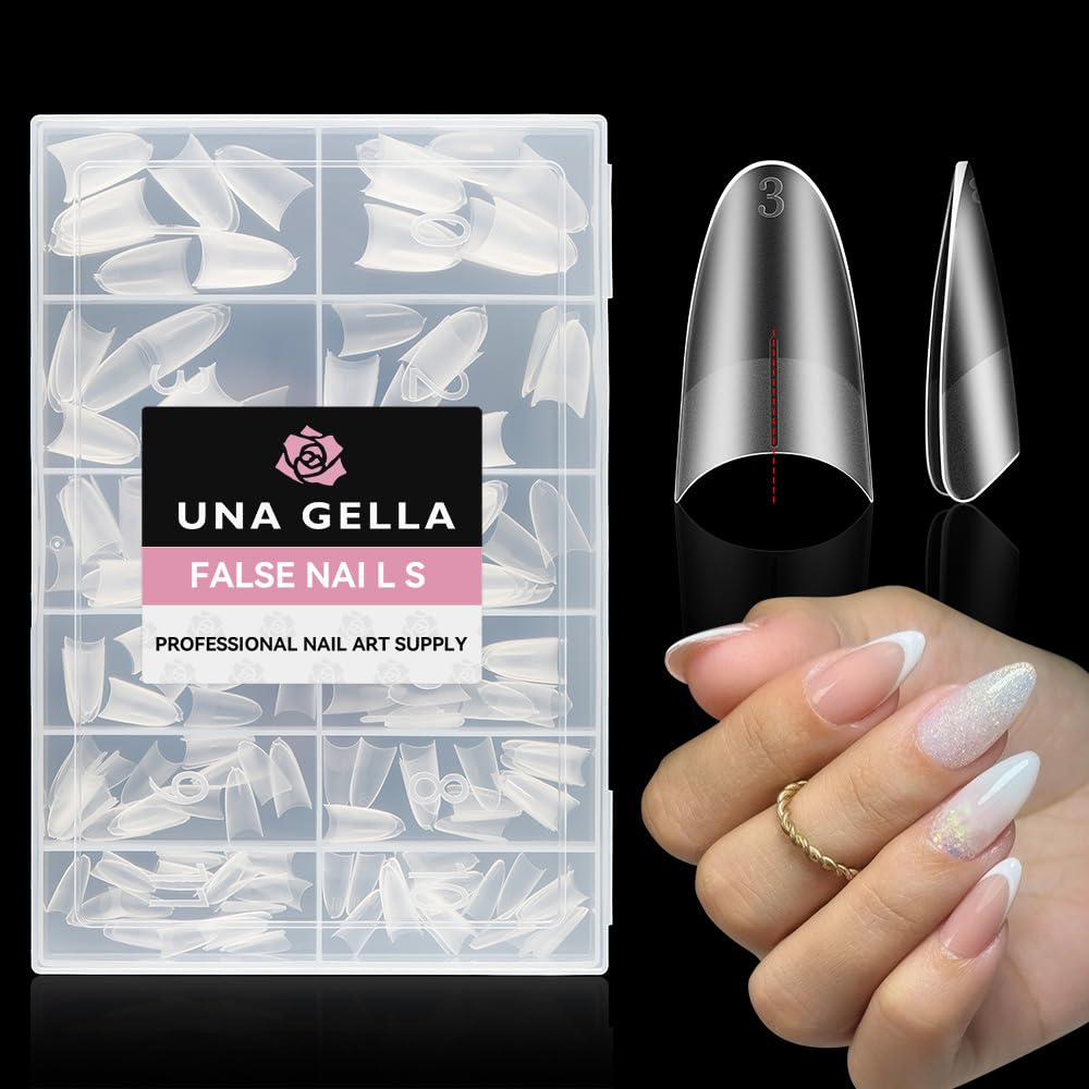 UNA GELLA front packaging showing medium almond tips and quantity benefit