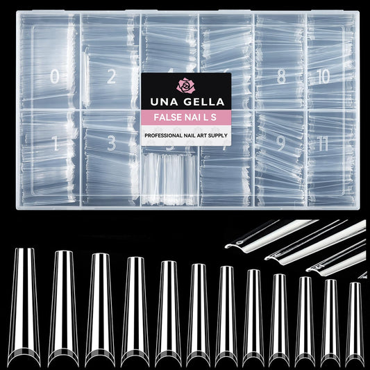 UNA GELLA front packaging showing 504pcs XXL coffin tips, easy salon use