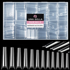UNA GELLA front packaging showing 504pcs XXL coffin tips, easy salon use