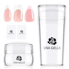 UNA GELLA front packaging showing complete French tip stamping kit and contents benefits