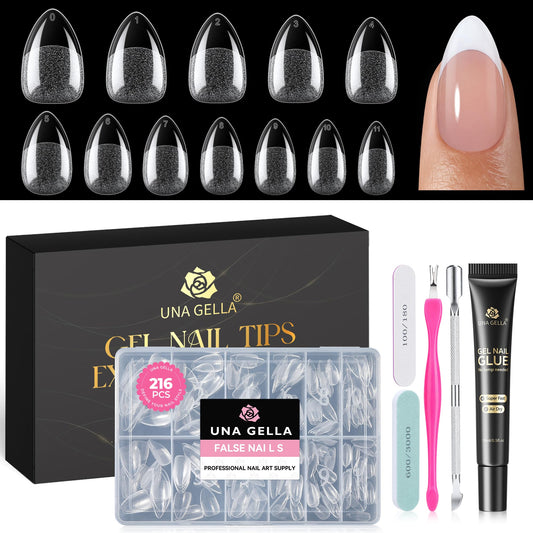 UNA GELLA front packaging showing complete press-on kit and convenience