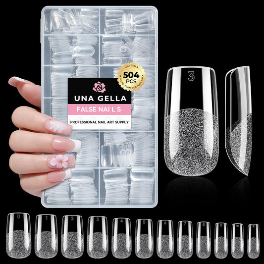 UNA GELLA front packaging showing full 504-piece kit and organized boxes for convenience