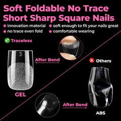UNA GELLA tips in hand displaying scale and short square shape for practical wear