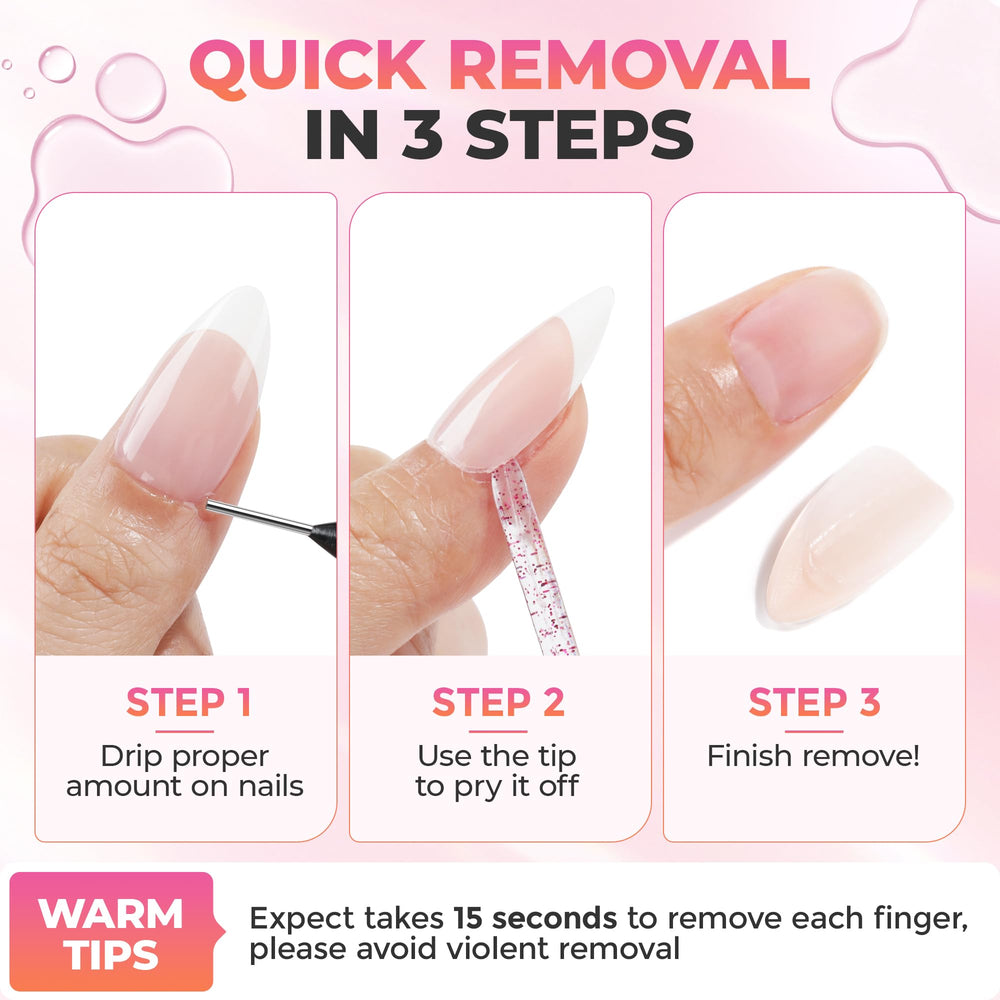 UNA GELLA kit on a home manicure tray for low-odor comfortable removal