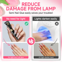 UNA GELLA used during at-home manicure showing fast application and long-lasting adhesion