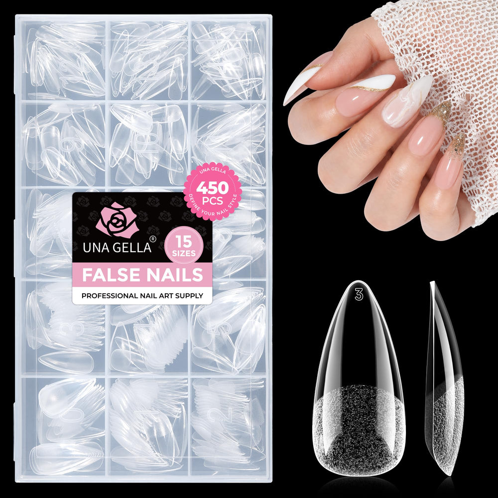 UNA GELLA lifestyle shot at a desk with nails that withstand daily tasks