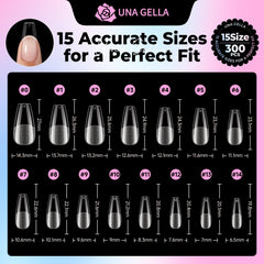 UNA GELLA finished coffin manicure in lifestyle setting showing polished results