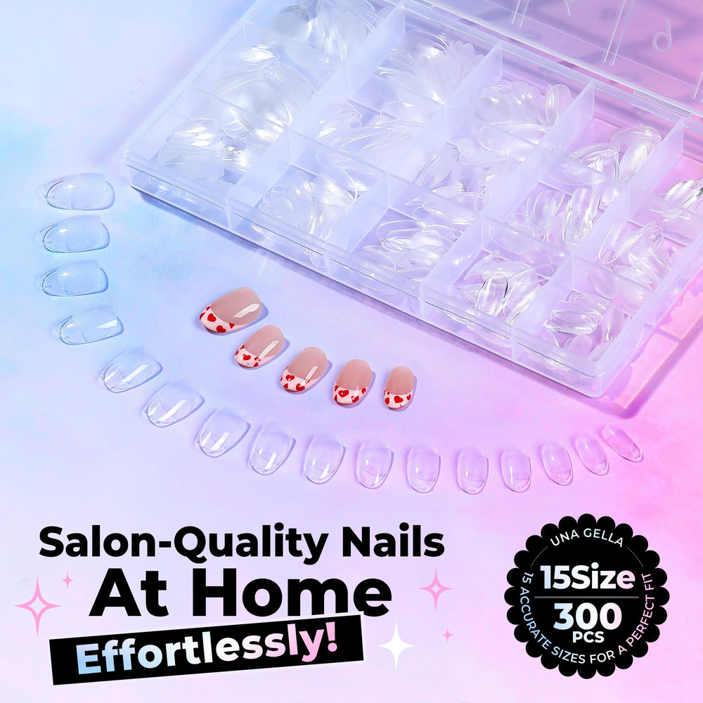 UNA GELLA lifestyle scene with nails styled for at-home salon aesthetic