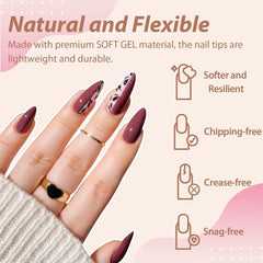 UNA GELLA lifestyle photo of woman wearing almond tips for salon look