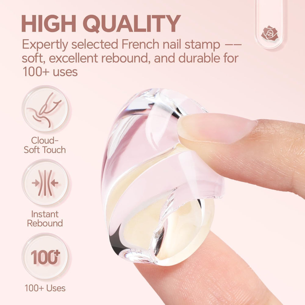 UNA GELLA used on a toe to create neat French pedicure tips with consistent arcs