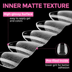 UNA GELLA polished short almond nails showing glossy salon finish