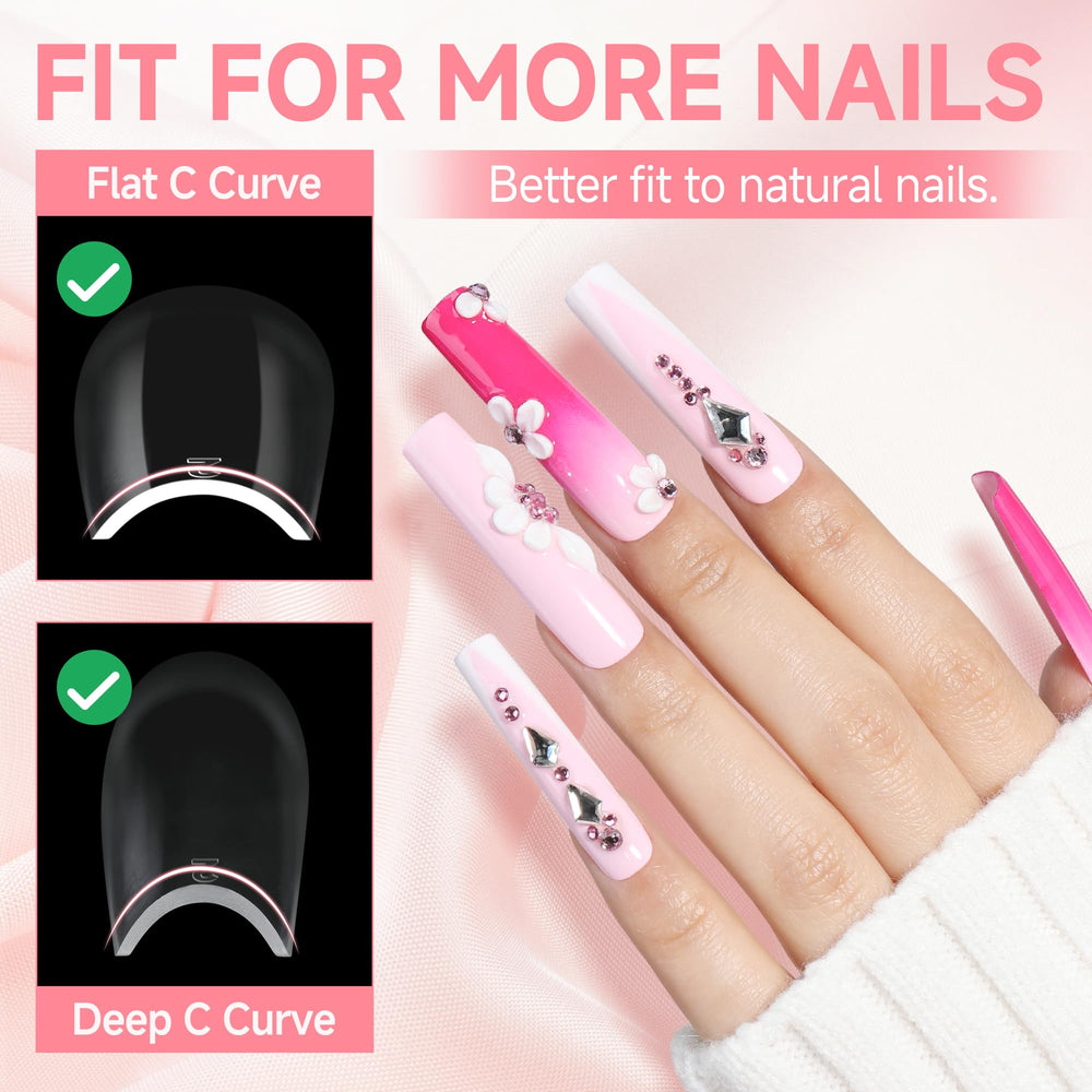 UNA GELLA polished square tips styled with nail art for salon results