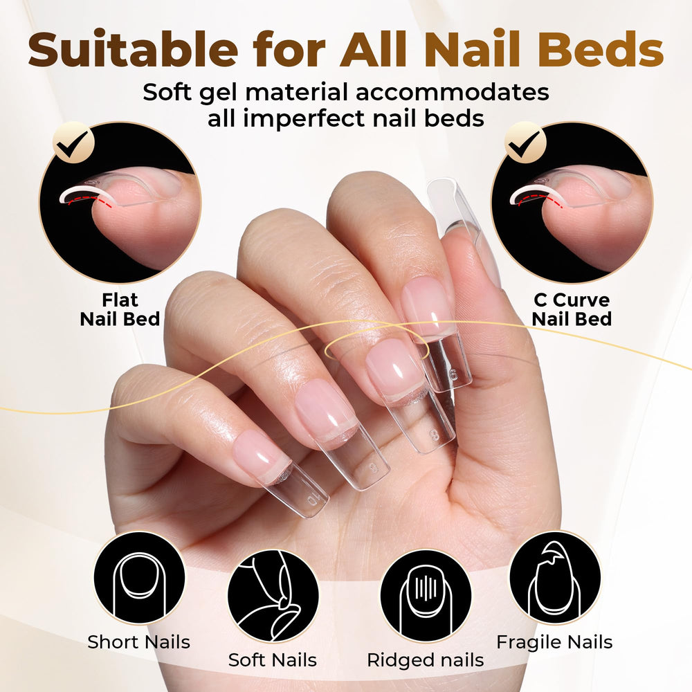 UNA GELLA press-on nails in use showing natural-looking full cover and secure fit