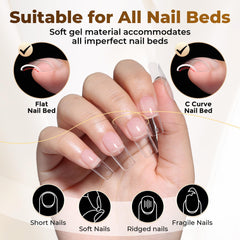 UNA GELLA press-on nails in use showing natural-looking full cover and secure fit