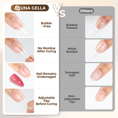 UNA GELLA securing rhinestones on nails to show strong hold for nail decorations