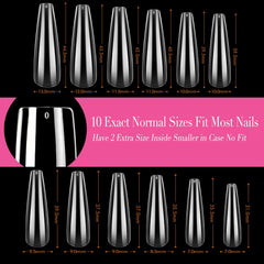 UNA GELLA comparison on finger model demonstrating extra-long scale