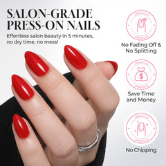 UNA GELLA nails beside natural nails for size and scale comparison to ensure fit