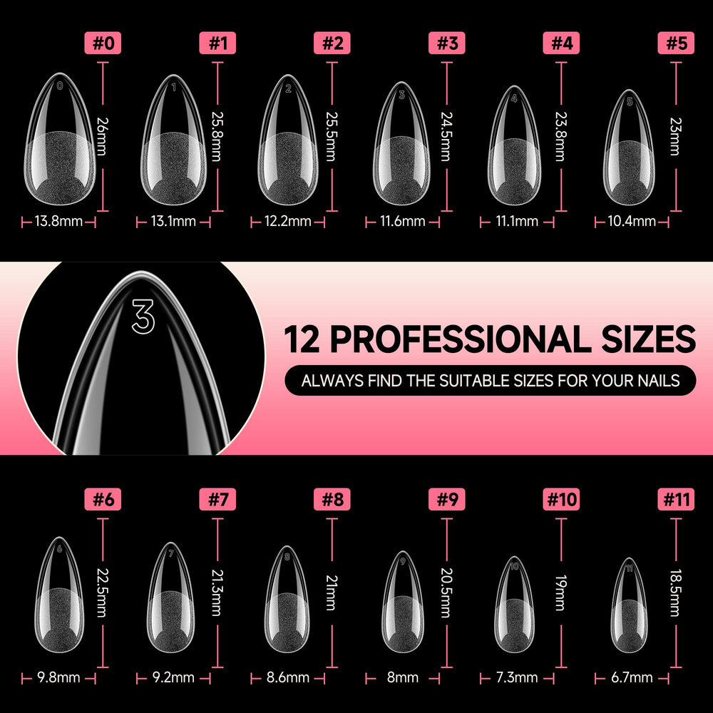 UNA GELLA tips on a hand for scale showing customizable length and fit benefit