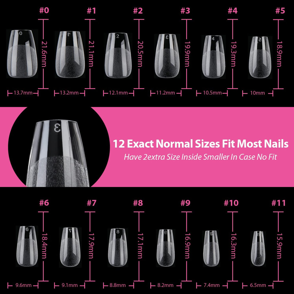 UNA GELLA tips next to a hand to show scale and fit options