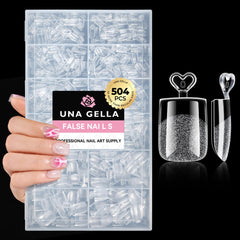 UNA GELLA tips beside a ruler showing precise extra-short length