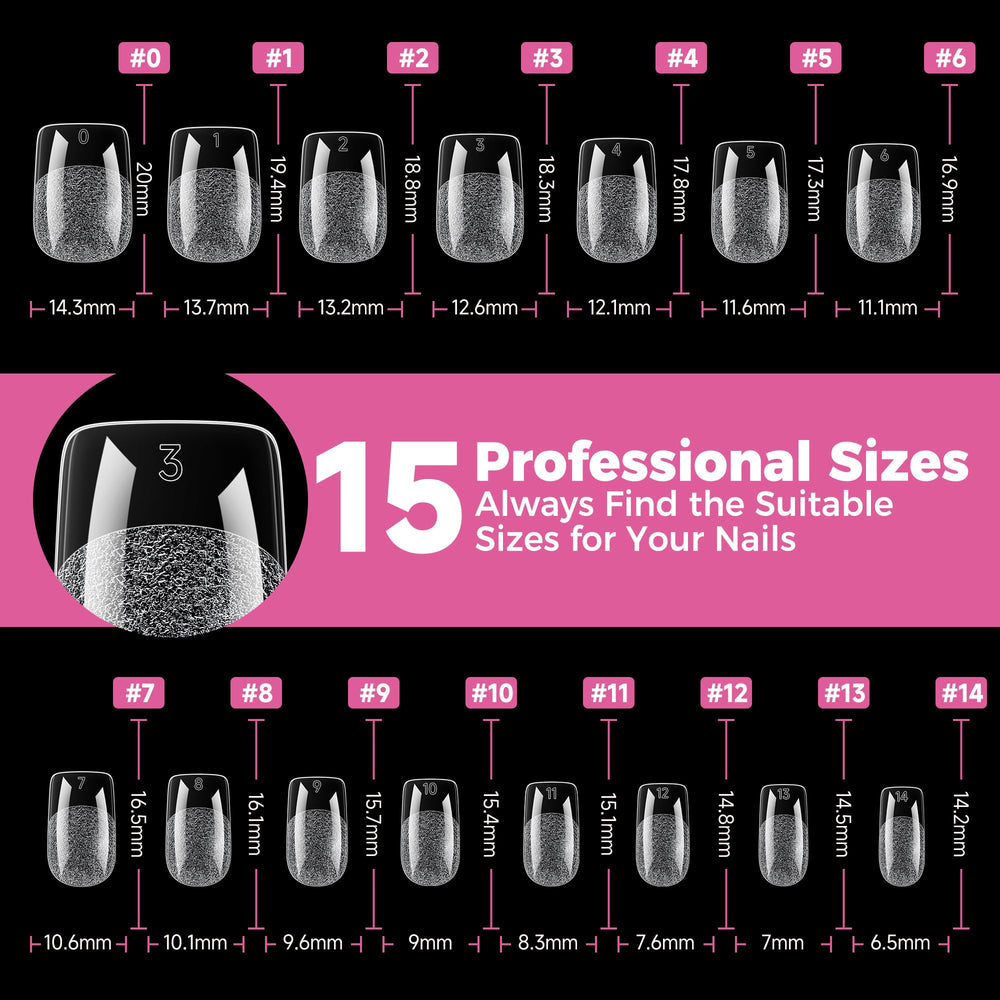 UNA GELLA nail tips beside ruler showing scale and size variety benefit