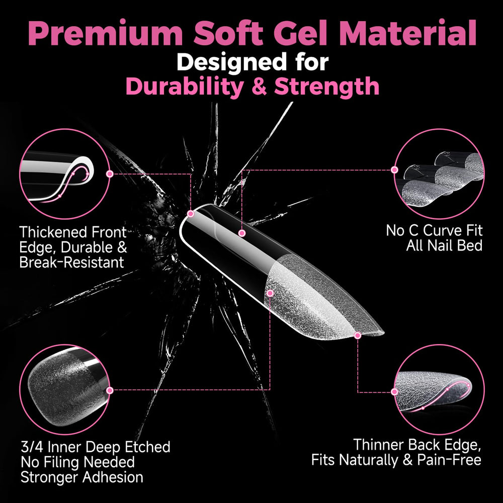UNA GELLA side profile displaying medium square shape for neat nails