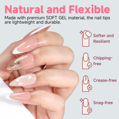 UNA GELLA side profile showing thin back edge for comfortable natural nail fit