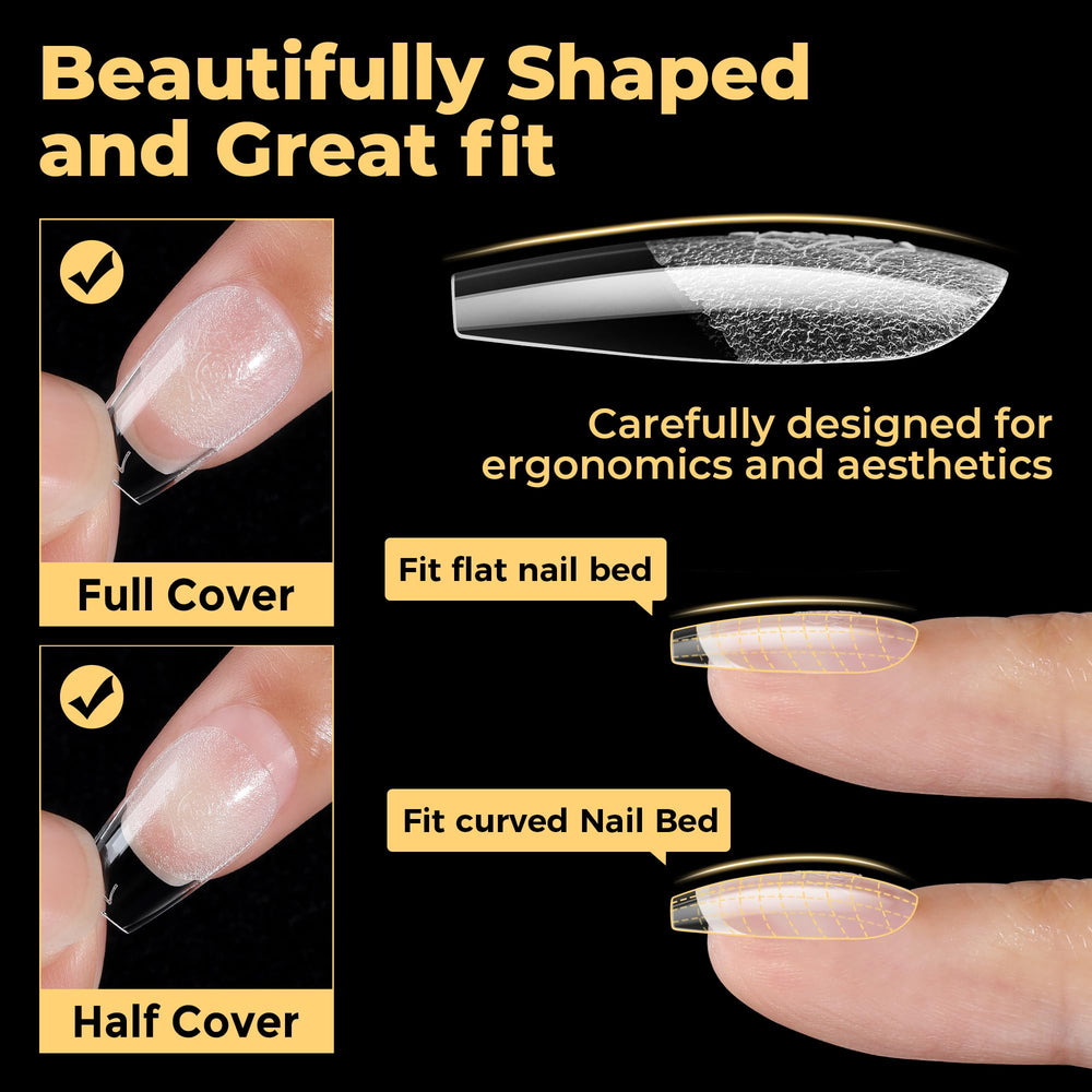 UNA GELLA spread displaying 12 sizes for precise fit and fewer size gaps across nails