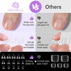 UNA GELLA layout of 15 sizes demonstrating precise fit options for most toes