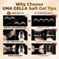 UNA GELLA stacked tips highlighting almond shape and flexibility