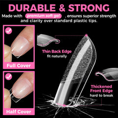 UNA GELLA thickened free edge detail demonstrating added durability and chip resistance