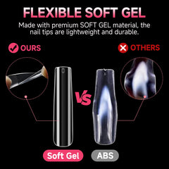 UNA GELLA tip pressed onto natural nail demonstrating seamless fit