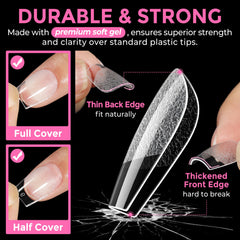UNA GELLA applied press-on tips on nails showing instant polish-ready benefit