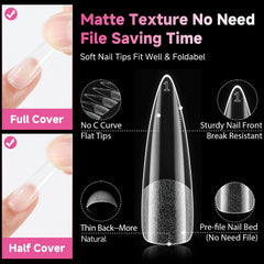 UNA GELLA tips applied as finished stiletto nails showcasing dramatic look
