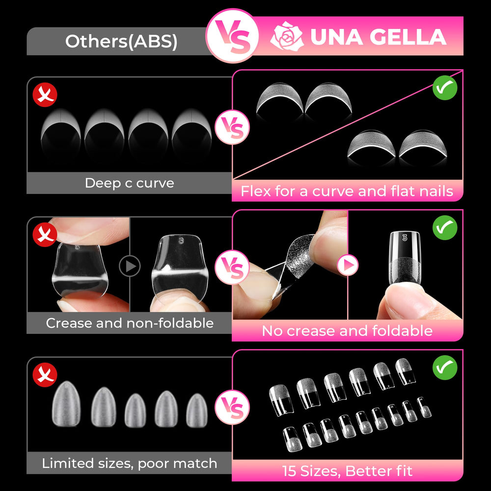UNA GELLA tips painted with gel polish to show customization and salon-quality finish