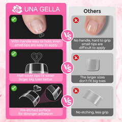UNA GELLA toe tips applied in salon for neat, long-lasting toe extensions