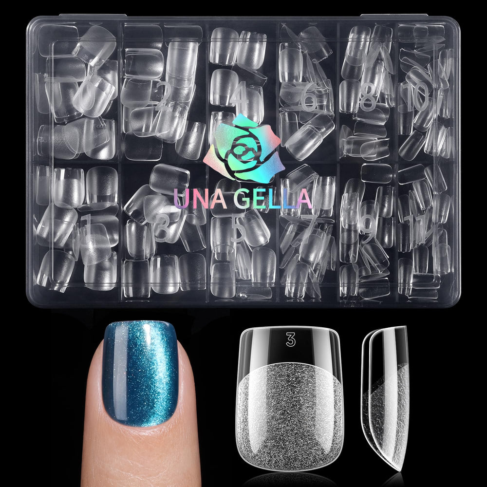 UNA GELLA clear tips painted and ready demonstrating polish compatibility