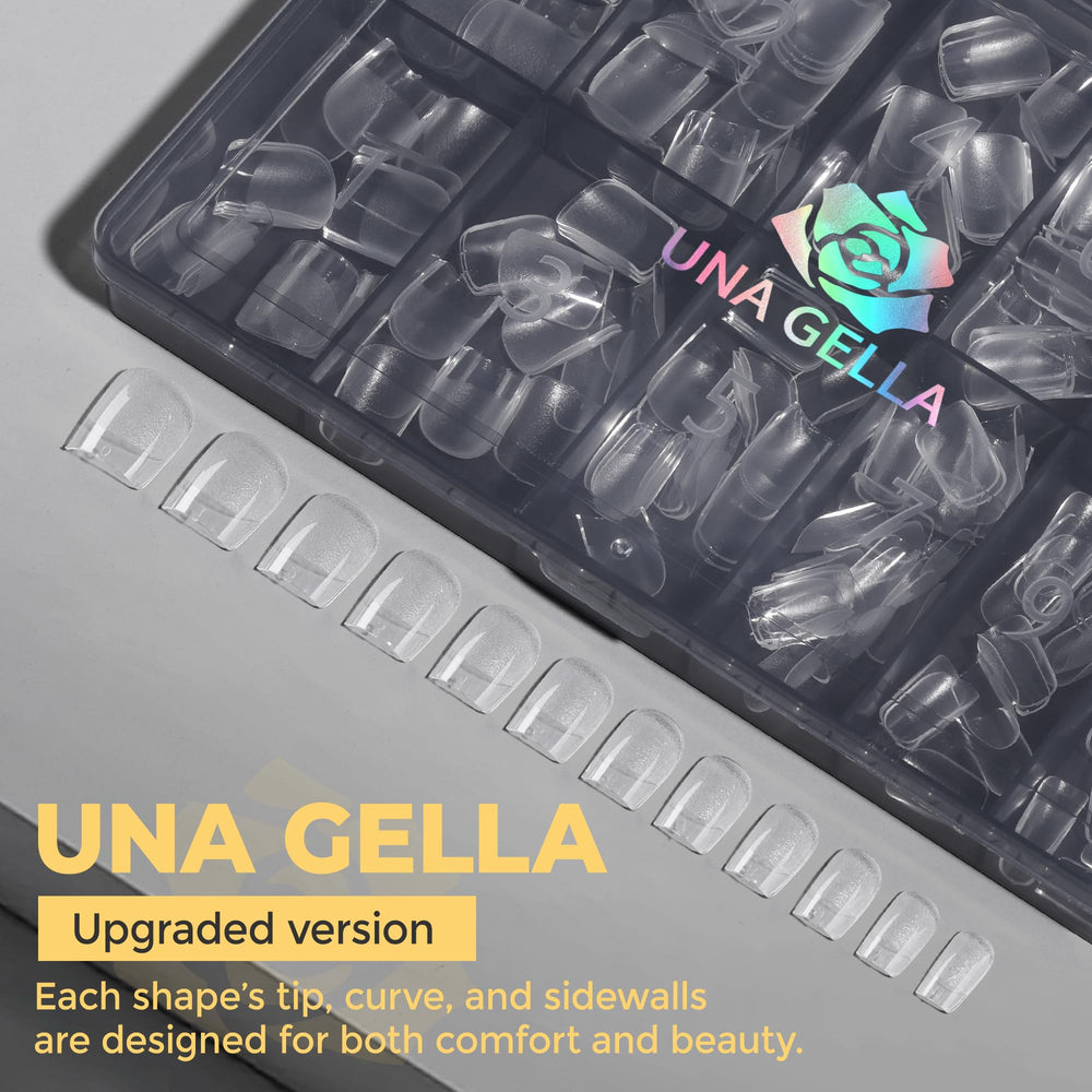 UNA GELLA lifestyle shot typing comfortably with flexible nails
