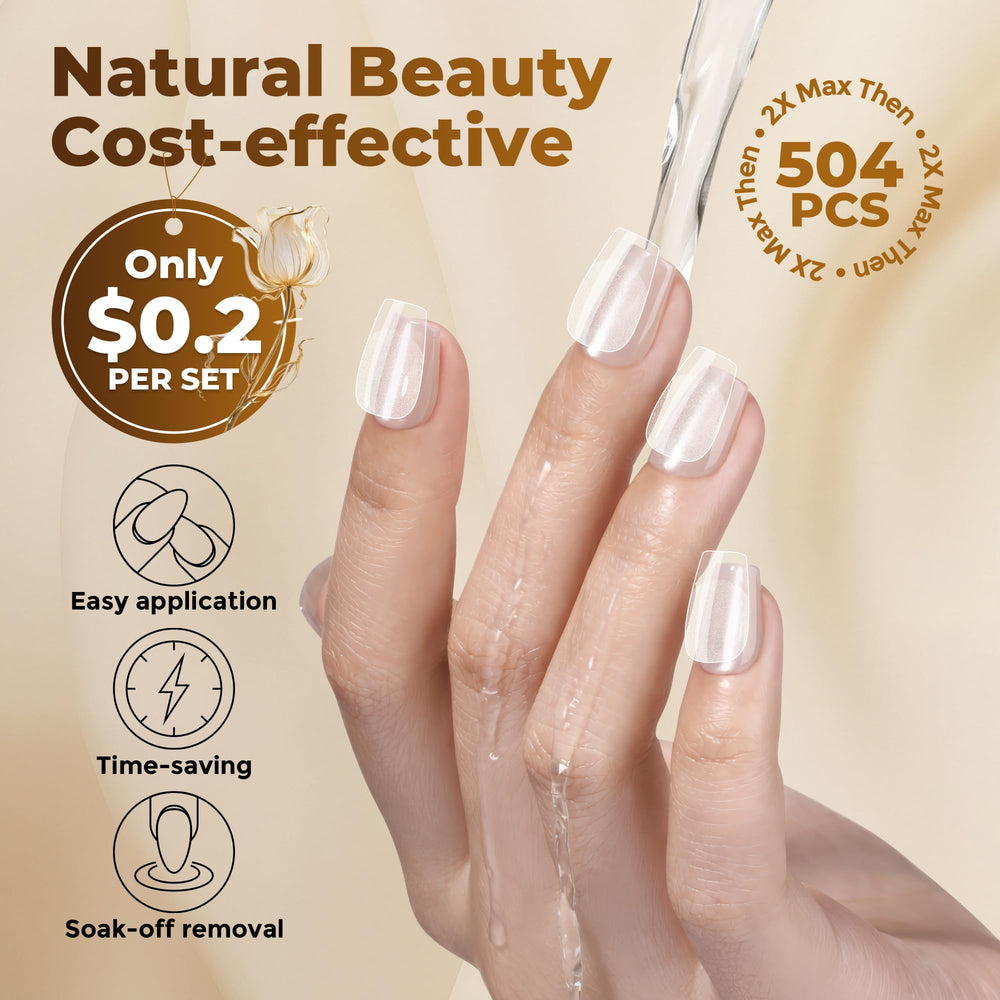 UNA GELLA finished short coffin nails with glossy gel polish look