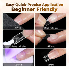 UNA GELLA finished French manicure in lifestyle setting for stylish result benefit