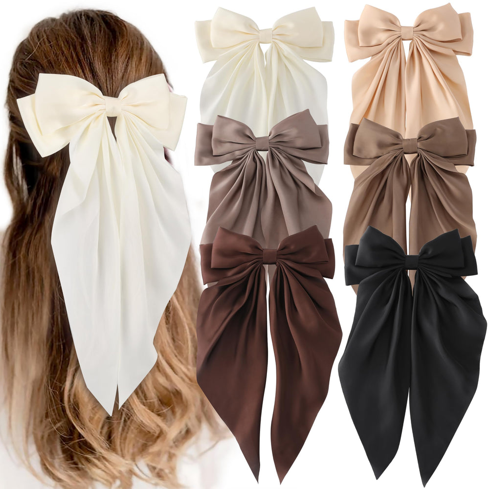 Unbednigt front view of six neutral bow clips shows cohesive styling benefit