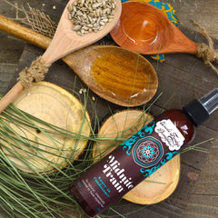 Uncle Funky's Daughter aloe and olive visual showing natural ingredient hydration benefit