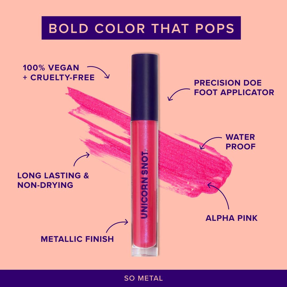 UNICORN SNOT texture swipe of GLOW showing creamy metallic pigment for vivid coverage