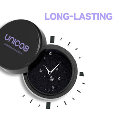 Unicos pad beside a coin showing compact size and travel convenience benefit
